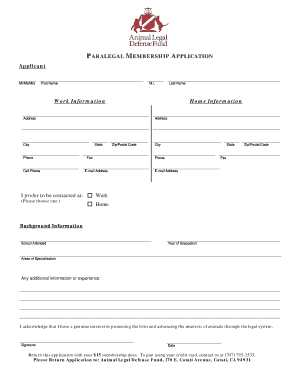 Paralegal Membership Application