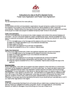 Foster Care Application and Agreement