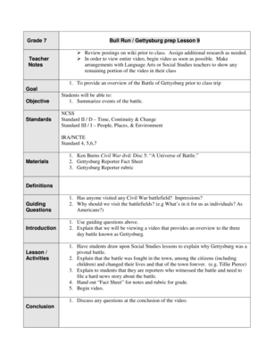 Gettysburg Battle Lesson Plan