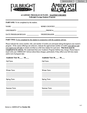 Fulbright Master's Degree Academic Program Outline