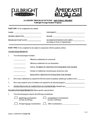 Fulbright Doctoral Program Outline Form