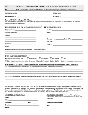 On Campus Employment Authorization Form