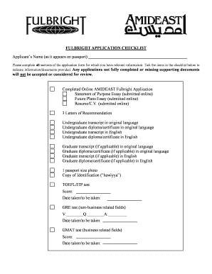 Fulbright Application Checklist