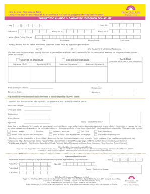 Change in Signature Form