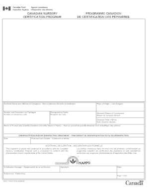 Canadian Nursery Certification Program Form