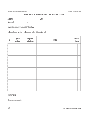 Plan d’action individuel pour l’autoapprentissage
