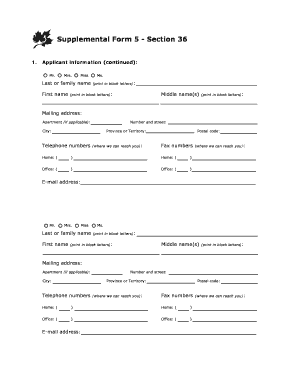Supplemental Form 5 - Section 36
