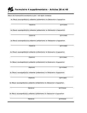 Formulaire 4 supplémentaire - Articles 28 et 40