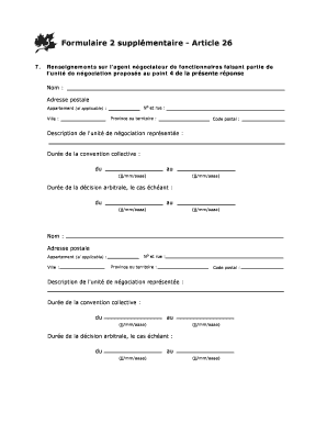 Formulaire 2 supplémentaire - Article 26
