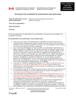 Formulaire de modalités de présentation des demandes
