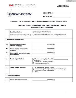 Influenza Surveillance Patient Questionnaire