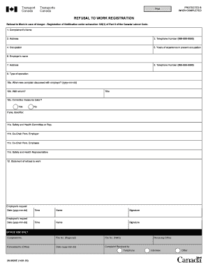 Refusal to Work Registration Form