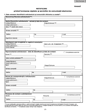 Romanian Electronic Communications Network Notification