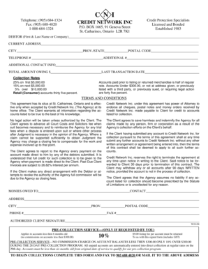 Credit Network Debt Collection Agreement