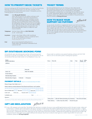 BFI Southbank Ticket Booking Form