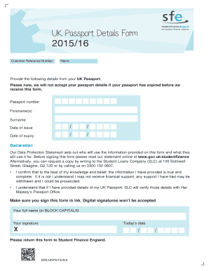 UK Passport Details Form