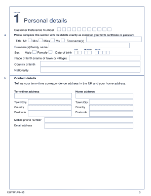 EU Student Finance Application Form
