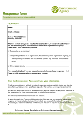 Environment Agency Charges Consultation Form 2014