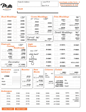 Purchase Order Form for Mouldings