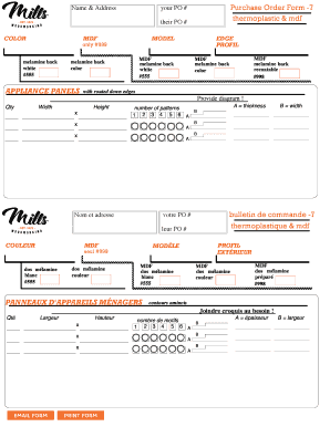 Bulletin de commande pour panneaux d'appareils