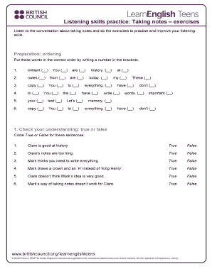 Listening Skills Practice: Taking Notes