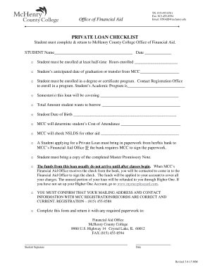 Private Loan Checklist