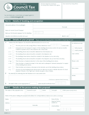 UK Council Tax Valuation List Alteration Form
