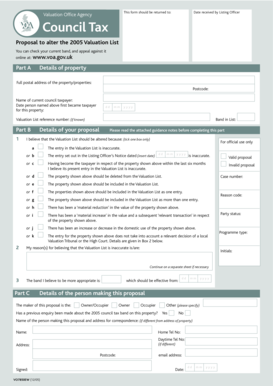 UK Council Tax Valuation List Alteration Form