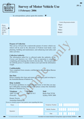 Survey of Motor Vehicle Use PV-1
