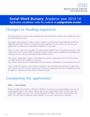 Social Work Bursary Application Form