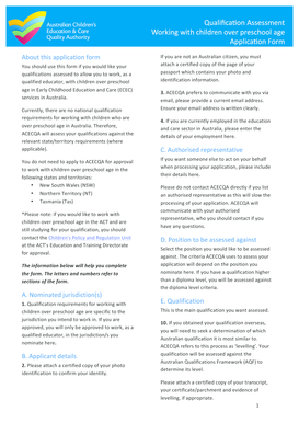 Early Childhood Educator Qualification Application