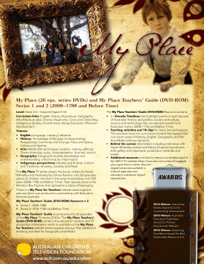 My Place Teachers' Guide Order Form