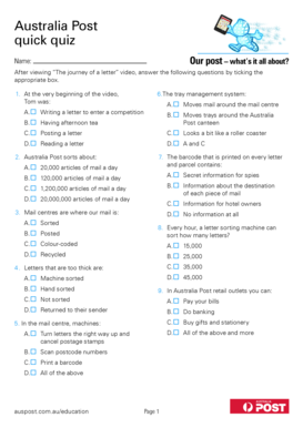 Australia Post Quick Quiz