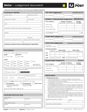 Australia Post Mail Lodgement Document