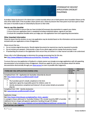 Australian Citizenship by Descent Application Checklist