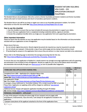 Resident Return Visa Application Checklist