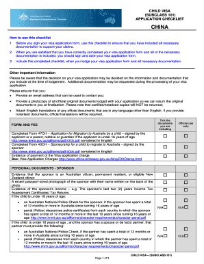 Child Visa Subclass 101 Application Checklist