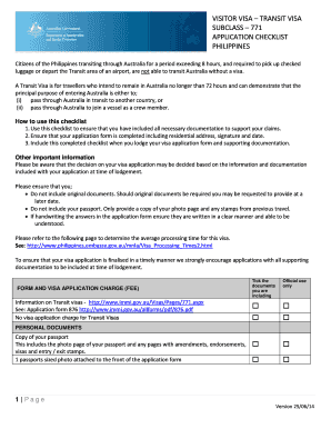 Australia Transit Visa Application Checklist