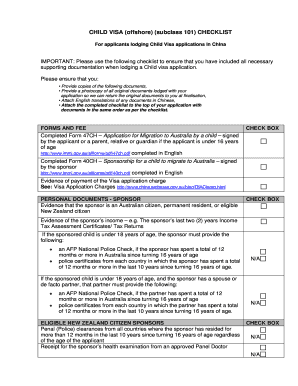 Child Visa (Offshore) Subclass 101 Checklist