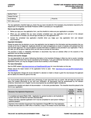 Australia Tourist Visa Subclass 600 Checklist