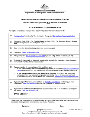 Subclass 600 Visitor Visa Checklist for Nauru Citizens