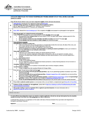 Temporary Work Short Stay Visa Application