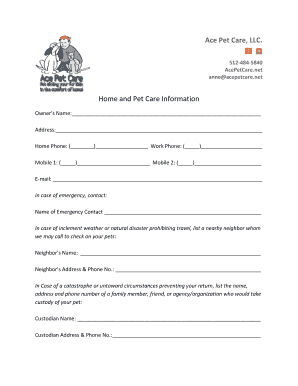 Pet Care Service Agreement