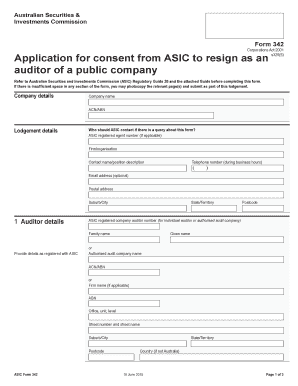 Corporations Act 2001 Application for consent from ASIC to