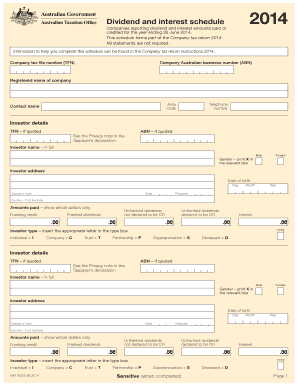 Australian Company Dividend and Interest Schedule 2014