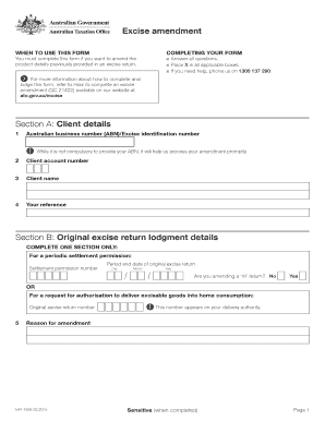 Excise Amendment Form
