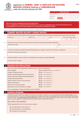 P1120 Master Licence Amendment Form
