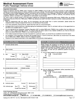 Public Passenger Vehicle Driver Medical Assessment Form