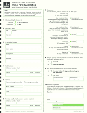 Brisbane Animal Permit Application