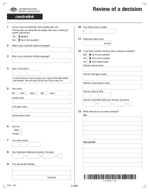 Review of a Decision Form